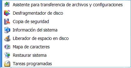 Menú herramientas del sistema