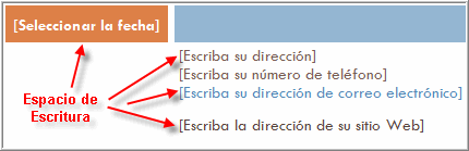 Imagen ejemplo de espacio de escritura en una plantilla.