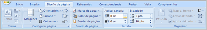 Imagen ejemplo de cómo modificar sangría predeterminada en Word 2007.