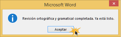 Imagen de cuadro de diálogo de cuando Word ya no encuentre más errores.