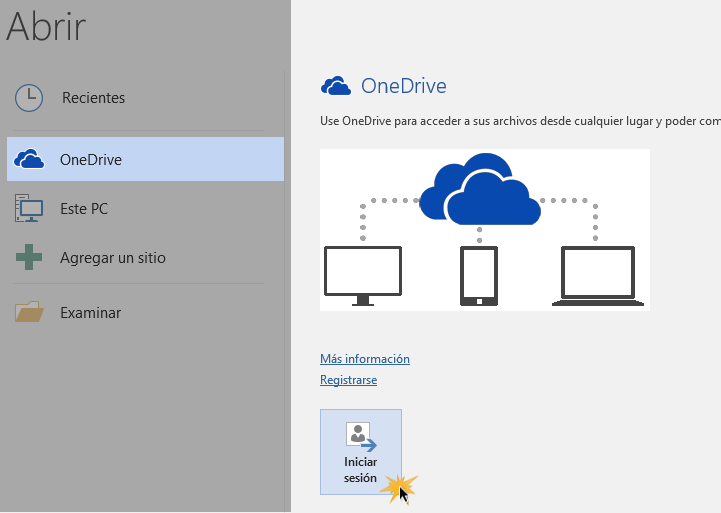 Abrir una cuenta de OneDrive.