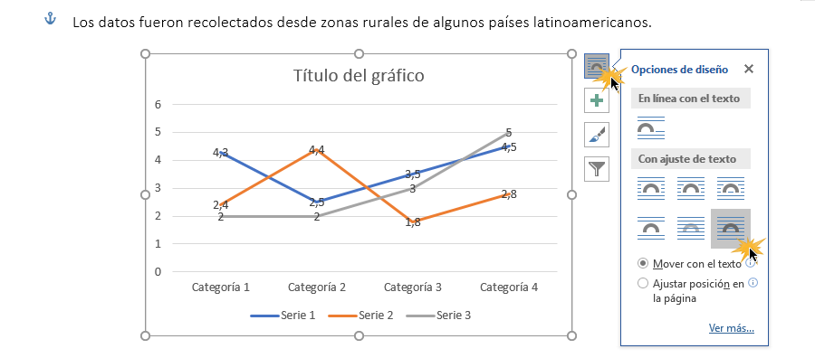 Función Opciones de diseño de gráfico.