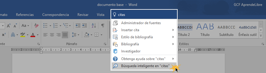 Hacer clic sobre opción Búsqueda Inteligente.