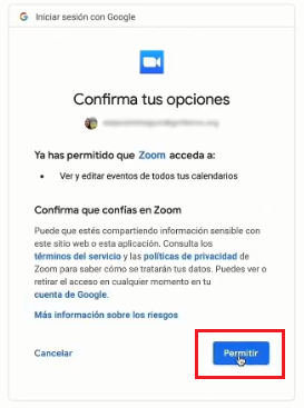 Permitir Google Calendar