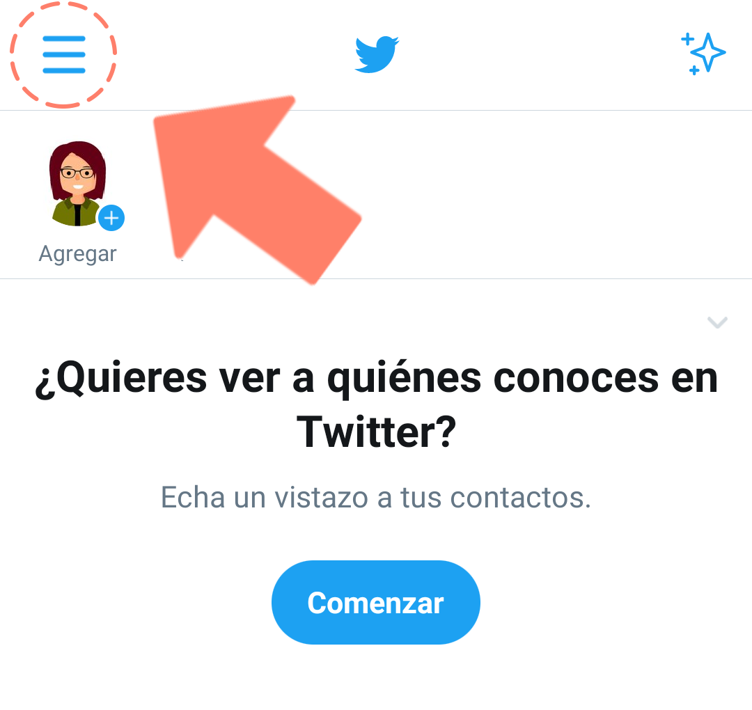 Seleccionar menú de opciones Twitter móviles