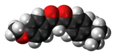 Space-filling model of the avobenzone molecule