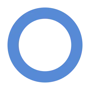 A hollow circle with a thick blue border and a clear centre