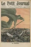 Drawing of Death bringing cholera, in Le Petit Journal (1912).