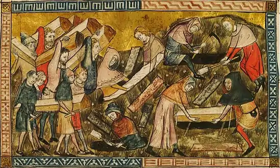 Citizens of Tournai bury plague victims. Miniature from The Chronicles of Gilles Li Muisis (1272–1352). Bibliothèque royale de Belgique, MS 13076-77, f. 24v.