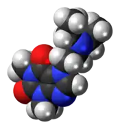 Ball-and-stick model of the etamiphylline molecule