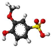 Ball-and-stick model of the guaiacolsulfonate molecule