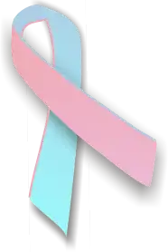 A ribbon with pink and blue colors on it.