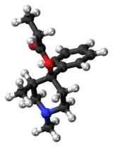 Ball-and-stick model of the prodine molecule