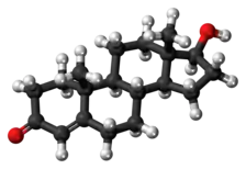 A ball-and-stick model of testosterone.