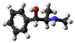Ball-and-stick model of the (1S,2R)-ephedrine molecule