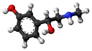 Ball-and-stick model of the phenylephrine molecule