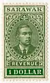 A $1 revenue stamp issued in 1918, featuring Charles Vyner Brooke, the 3rd and last White Rajah of Sarawak