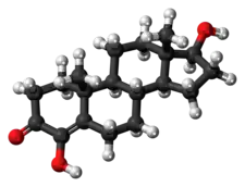 Ball-and-stick model of the 4-hydroxytestosterone molecule