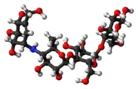 Ball-and-stick model of the acarbose molecule