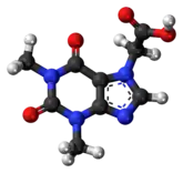 Ball-and-stick model of the acefylline molecule
