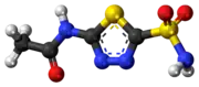 Ball-and-stick model of the acetazolamide molecule