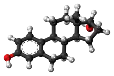 Ball-and-stick model of the alfatradiol molecule