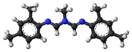 Ball-and-stick model of the amitraz molecule