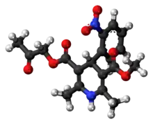 Ball-and-stick model of the aranidipine molecule