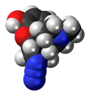 Space-filling model of the azidomorphine molecule