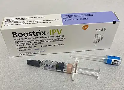Boostrix-IPV (dTaP/IPV): for booster vaccination against diphtheria, tetanus, pertussis and polio from the age of three years, and in pregnant women to protect the baby in early infancy.