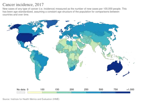 Age adjusted, new cases of cancer in 2017