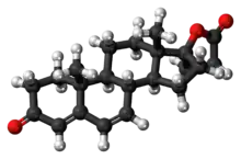 Ball-and-stick model of the canrenone molecule