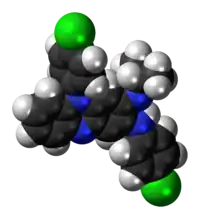 Space-filling model of the clofazimine molecule