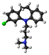Ball-and-stick model of the clomipramine molecule