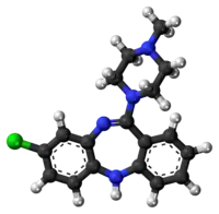 Stick-and-ball model of the clozapine molecule