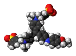 Space-filling model of the coomassie brilliant blue R-250 molecule