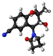 Ball-and-stick model of the cromakalim molecule
