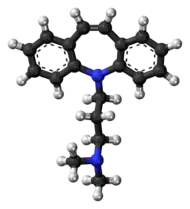 Ball-and-stick model of the depramine molecule
