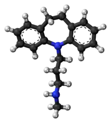 Ball-and-stick model of the desipramine molecule
