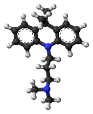 Ball-and-stick model of the dimetacrine molecule