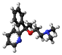 Ball-and-stick model of the doxylamine molecule