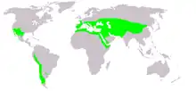 Map showing the range of Ephedra