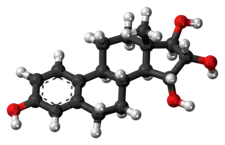 Ball-and-stick model of the estetrol molecule