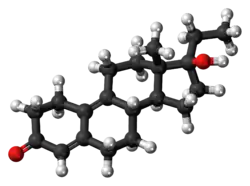 Ball-and-stick model of the ethyldienolone molecule