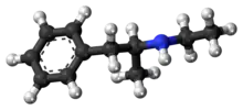 Ball-and-stick model of etilamfetamine molecule