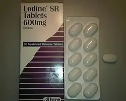 Box, strip and tablet of etodolac (Lodine SR) 600mg