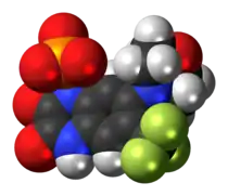 Space-filling model of fanapanel as an anion