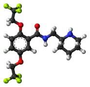 Ball-and-stick model of the flecainide molecule