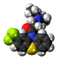 Space-filling model of the fluacizine molecule