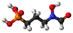 Ball-and-stick model of the fosmidomycin molecule